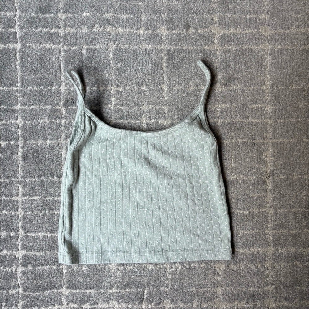 Brandy Melville Sage Green and White Crop Camisole